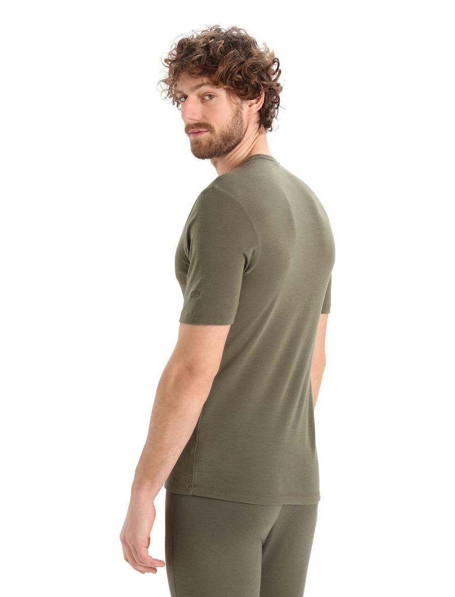 Icebreaker Merino 175 Everyday Rövid Sleeve Crewe Thermal Top Férfi Base Layers Olivazöld | HU 1377JPQJ